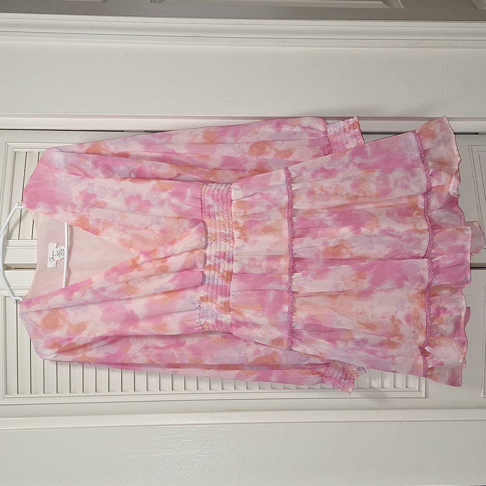 Japna (L) pink long sleeve midi dress